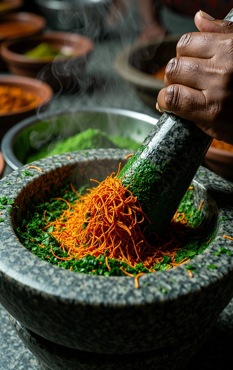 Proses penggilingan kunyit tradisional